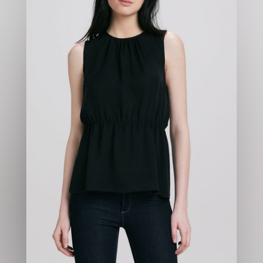 Theory Silk Cinched-Waist Top